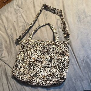 Aerie NWT Leopard Print Quilted Mini Duffle Bag